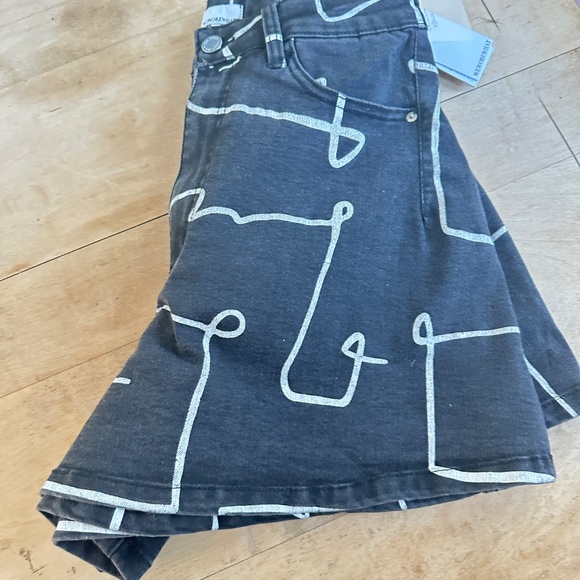 Weworewhat Rinse Black ScriBallon Stretch Denim Shorts - Picture 6 of 8